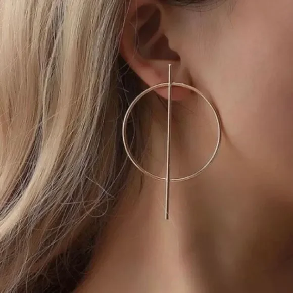 Gold Geometric Hoop Earrings - Picture 1 of 3